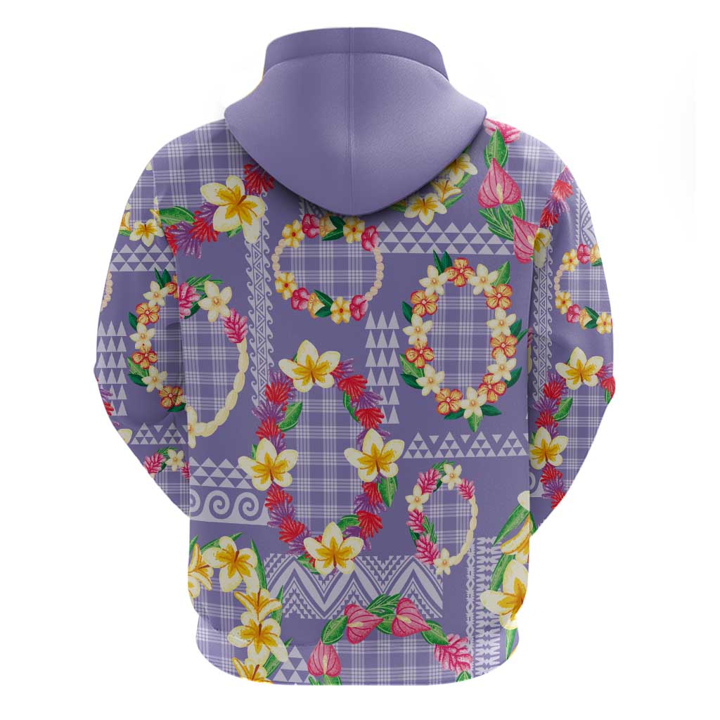 Hawaiian Leis Zip Hoodie Kakau Tattoos and Palaka Pastel Purple Color LT03 - Polynesian Pride
