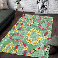 Hawaiian Leis Area Rug Kakau Tattoos and Palaka Pastel Green Color LT03 Green - Polynesian Pride