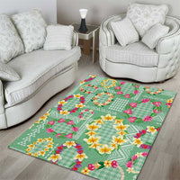 Hawaiian Leis Area Rug Kakau Tattoos and Palaka Pastel Green Color LT03 - Polynesian Pride