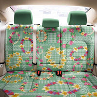 Hawaiian Leis Back Car Seat Cover Kakau Tattoos and Palaka Pastel Green Color