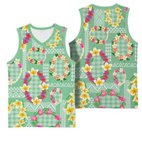 Hawaiian Leis Basketball Jersey Kakau Tattoos and Palaka Pastel Green Color LT03 - Polynesian Pride