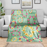 Hawaiian Leis Blanket Kakau Tattoos and Palaka Pastel Green Color