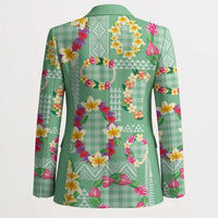 Hawaiian Leis Blazer Kakau Tattoos and Palaka Pastel Green Color LT03 - Polynesian Pride