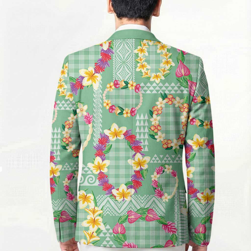 Hawaiian Leis Blazer Kakau Tattoos and Palaka Pastel Green Color LT03 - Polynesian Pride