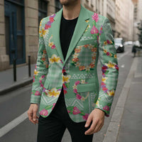 Hawaiian Leis Blazer Kakau Tattoos and Palaka Pastel Green Color LT03 - Polynesian Pride