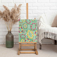 Hawaiian Leis Canvas Wall Art Kakau Tattoos and Palaka Pastel Green Color