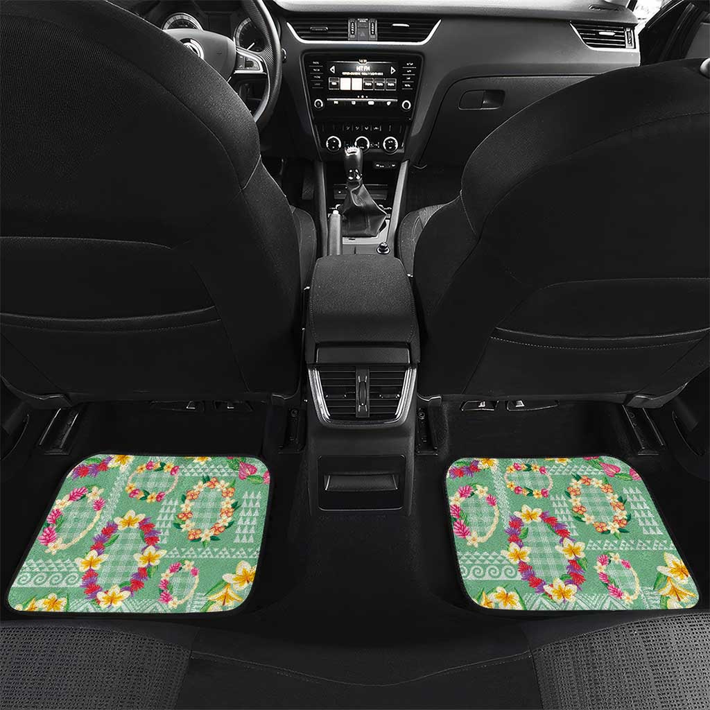 Hawaiian Leis Car Mats Kakau Tattoos and Palaka Pastel Green Color