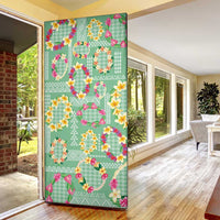 Hawaiian Leis Door Cover Kakau Tattoos and Palaka Pastel Green Color LT03 - Polynesian Pride