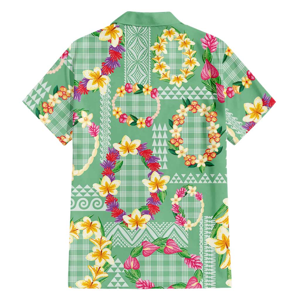 Hawaiian Leis Family Matching Tank Maxi Dress and Hawaiian Shirt Kakau Tattoos and Palaka Pastel Green Color LT03 - Polynesian Pride