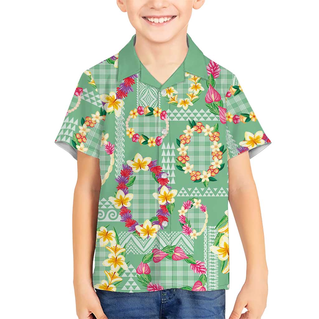 Hawaiian Leis Hawaiian Shirt Kakau Tattoos and Palaka Pastel Green Color