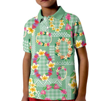 Hawaiian Leis Kid Polo Shirt Kakau Tattoos and Palaka Pastel Green Color LT03 Kid Green - Polynesian Pride