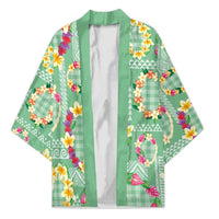 Hawaiian Leis Kimono Kakau Tattoos and Palaka Pastel Green Color
