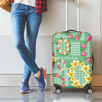 Hawaiian Leis Luggage Cover Kakau Tattoos and Palaka Pastel Green Color
