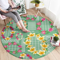 Hawaiian Leis Round Carpet Kakau Tattoos and Palaka Pastel Green Color
