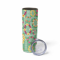 Hawaiian Leis Skinny Tumbler Kakau Tattoos and Palaka Pastel Green Color LT03 - Polynesian Pride