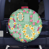 Hawaiian Leis Spare Tire Cover Kakau Tattoos and Palaka Pastel Green Color LT03 No hole Green - Polynesian Pride