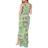 Hawaiian Leis Tank Maxi Dress Kakau Tattoos and Palaka Pastel Green Color LT03 - Polynesian Pride
