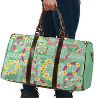 Hawaiian Leis Travel Bag Kakau Tattoos and Palaka Pastel Green Color