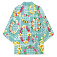 Hawaiian Leis Kimono Kakau Tattoos and Palaka Pastel Teal Color