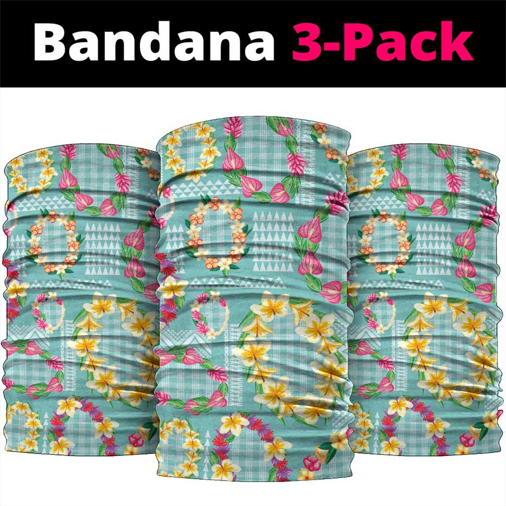 Hawaiian Leis Neck Gaiter Kakau Tattoos and Palaka Pastel Teal Color LT03 package One Size: 25*50cm Teal - Polynesian Pride