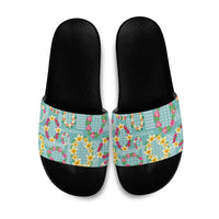 Hawaiian Leis Slide Sandals Kakau Tattoos and Palaka Pastel Teal Color LT03 Teal - Polynesian Pride