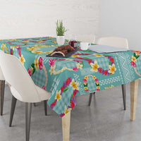 Hawaiian Leis Tablecloth Kakau Tattoos and Palaka Pastel Teal Color