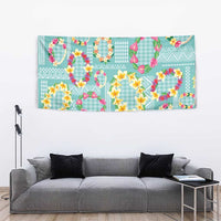 Hawaiian Leis Tapestry Kakau Tattoos and Palaka Pastel Teal Color