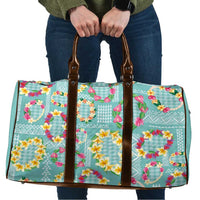 Hawaiian Leis Travel Bag Kakau Tattoos and Palaka Pastel Teal Color
