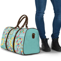 Hawaiian Leis Travel Bag Kakau Tattoos and Palaka Pastel Teal Color