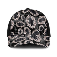 Hawaiian Leis Baseball Net Cap Kakau Tattoos and Palaka Pastel Grayscale