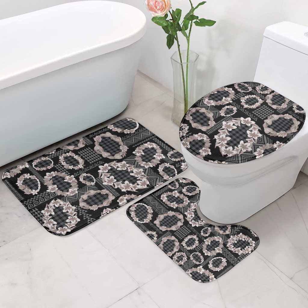 Hawaiian Leis Bathroom Set Kakau Tattoos and Palaka Pastel Grayscale