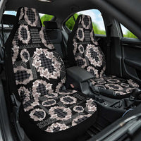 Hawaiian Leis Car Seat Cover Kakau Tattoos and Palaka Pastel Grayscale