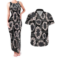Hawaiian Leis Couples Matching Tank Maxi Dress and Hawaiian Shirt Kakau Tattoos and Palaka Pastel Grayscale LT03 Black - Polynesian Pride