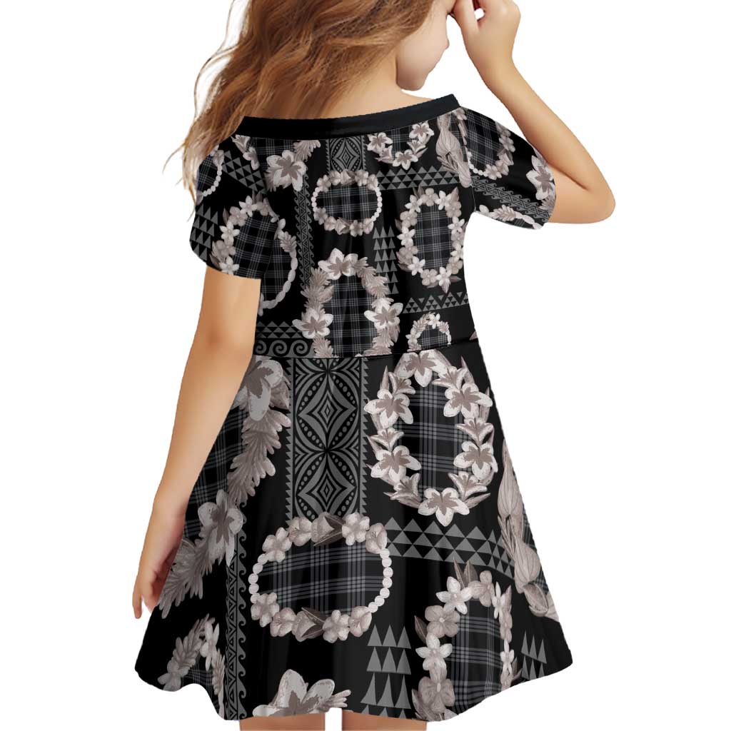 Hawaiian Leis Family Matching Off The Shoulder Long Sleeve Dress and Hawaiian Shirt Kakau Tattoos and Palaka Pastel Grayscale LT03 - Polynesian Pride