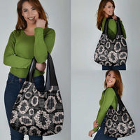 Hawaiian Leis Grocery Bag Kakau Tattoos and Palaka Pastel Grayscale