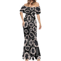 Hawaiian Leis Mermaid Dress Kakau Tattoos and Palaka Pastel Grayscale