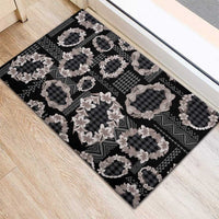 Hawaiian Leis Rubber Doormat Kakau Tattoos and Palaka Pastel Grayscale