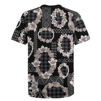 Hawaiian Leis Rugby Jersey Kakau Tattoos and Palaka Pastel Grayscale LT03 - Polynesian Pride