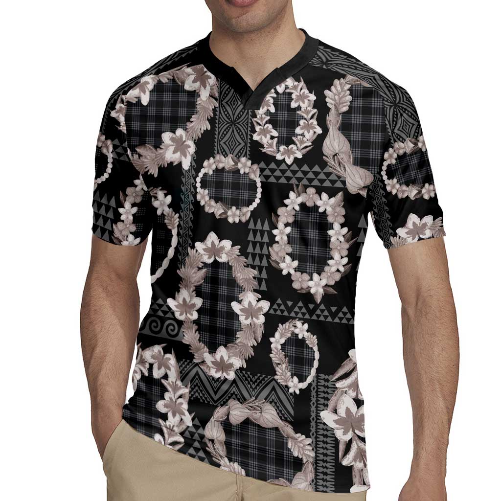 Hawaiian Leis Rugby Jersey Kakau Tattoos and Palaka Pastel Grayscale LT03 - Polynesian Pride