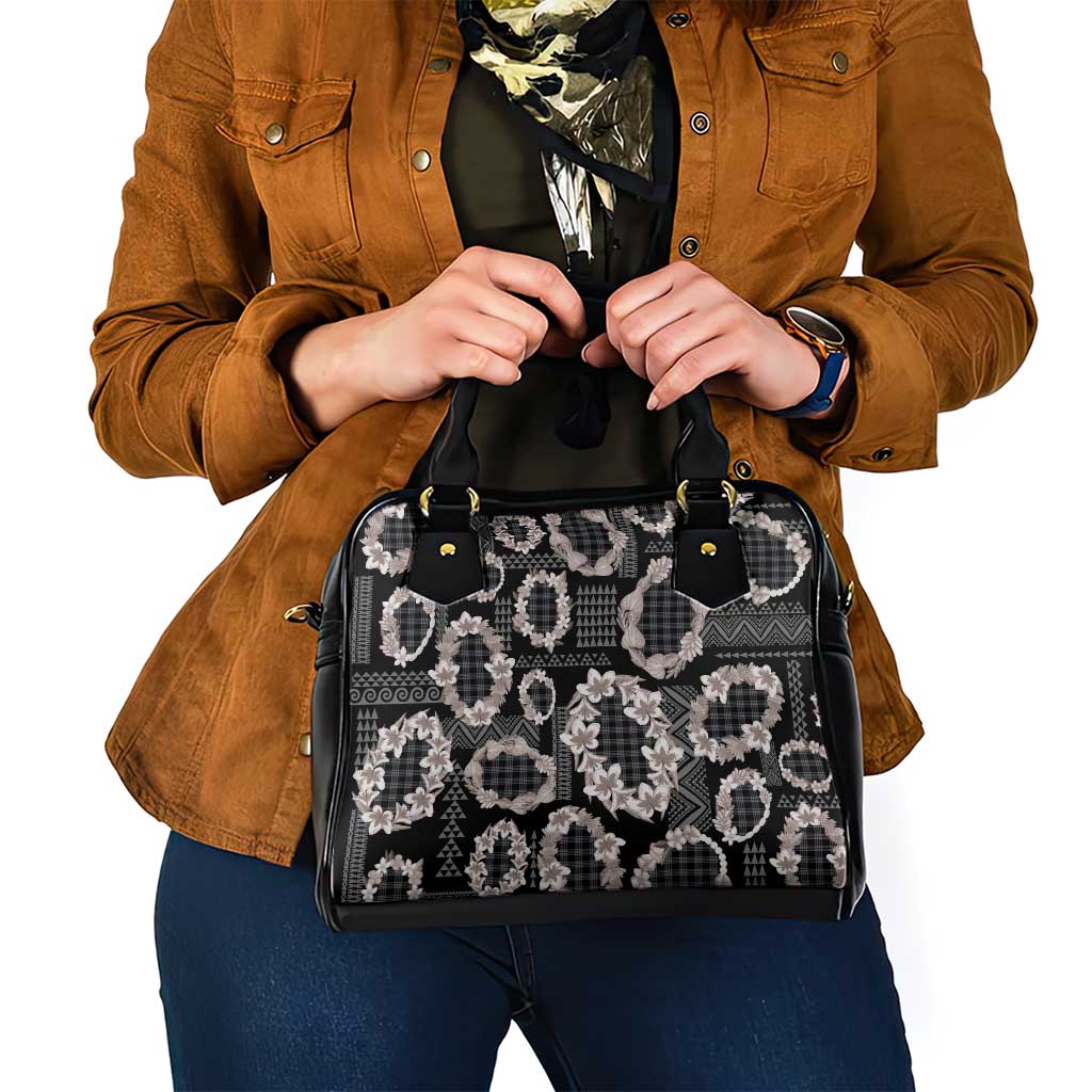 Hawaiian Leis Shoulder Handbag Kakau Tattoos and Palaka Pastel Grayscale