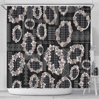 Hawaiian Leis Shower Curtain Kakau Tattoos and Palaka Pastel Grayscale