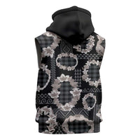 Hawaiian Leis Sleeveless Zip Hoodie Kakau Tattoos and Palaka Pastel Grayscale