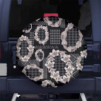Hawaiian Leis Spare Tire Cover Kakau Tattoos and Palaka Pastel Grayscale