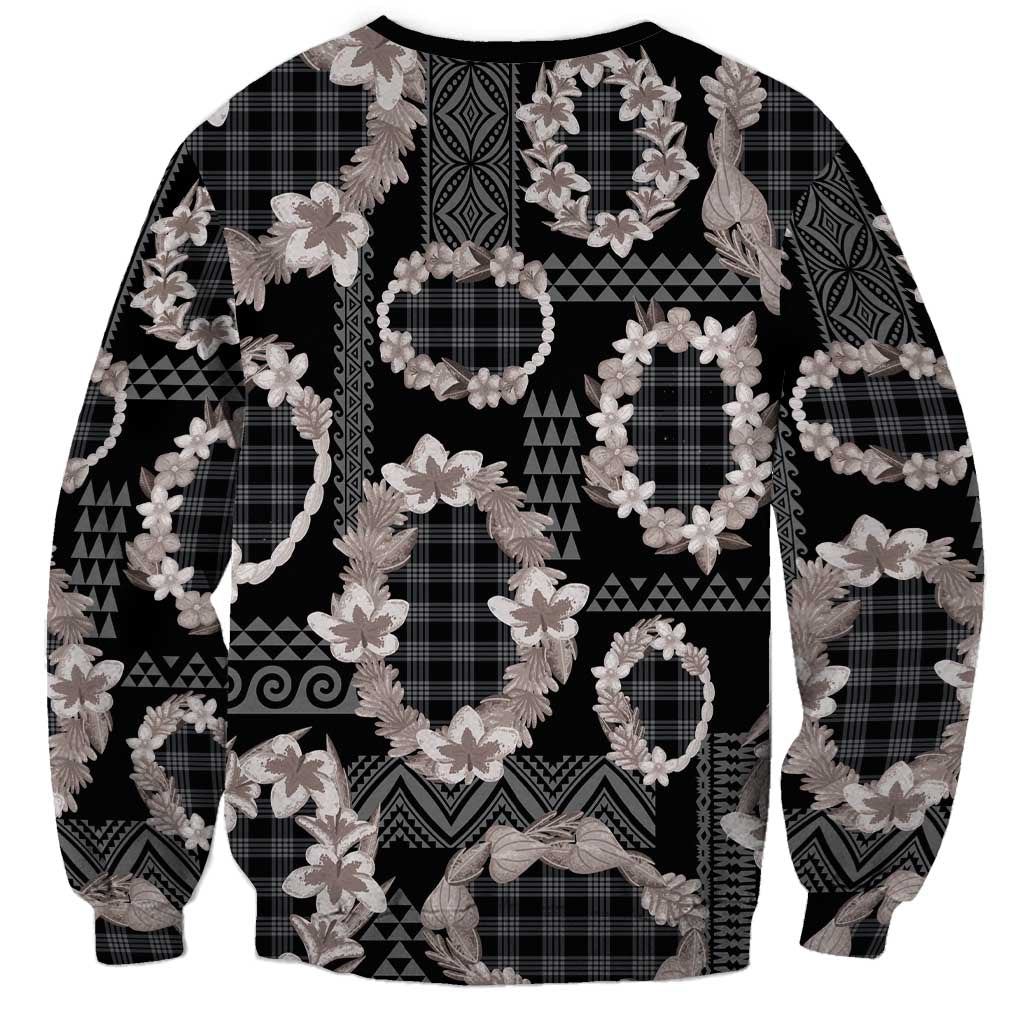 Hawaiian Leis Sweatshirt Kakau Tattoos and Palaka Pastel Grayscale LT03 - Polynesian Pride