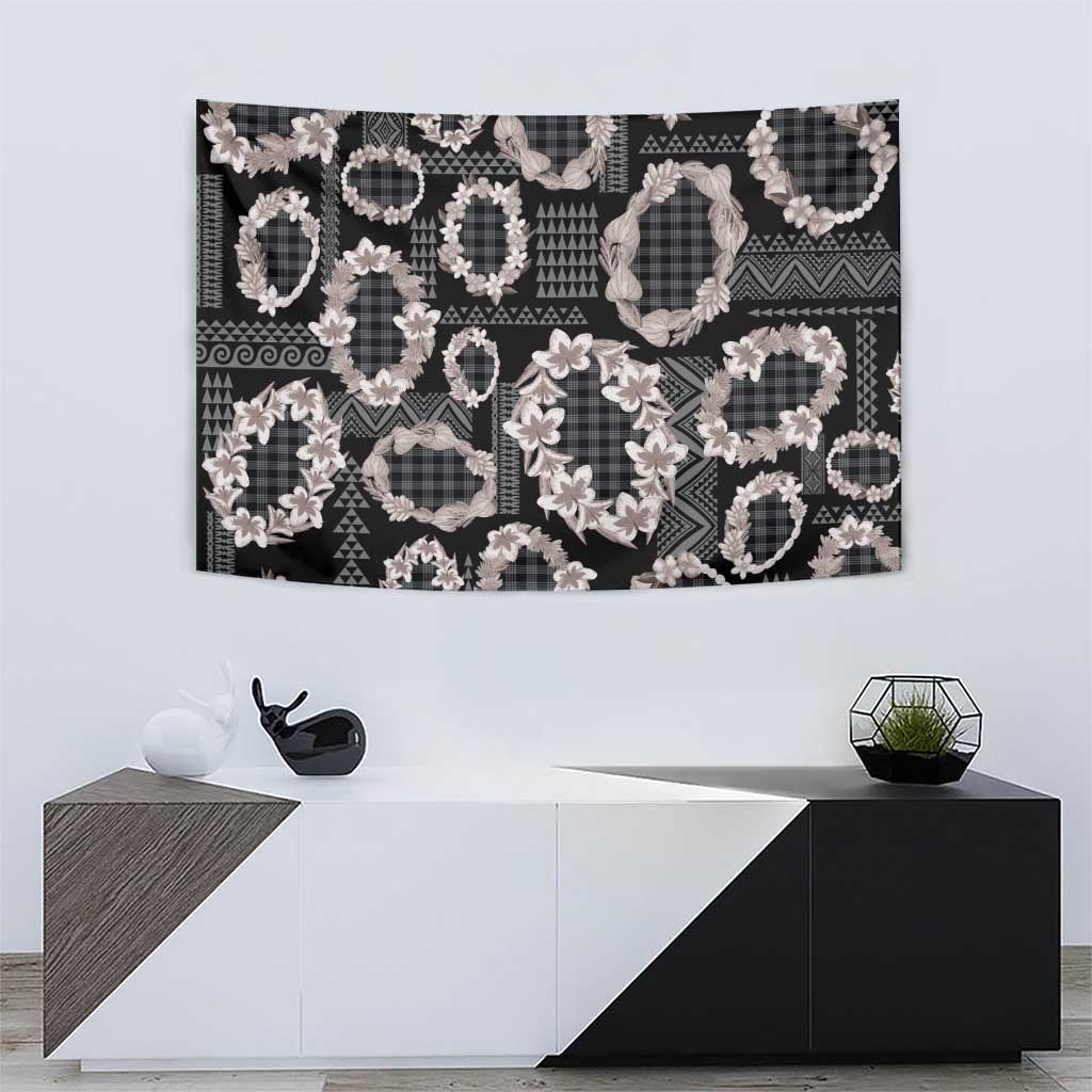 Hawaiian Leis Tapestry Kakau Tattoos and Palaka Pastel Grayscale