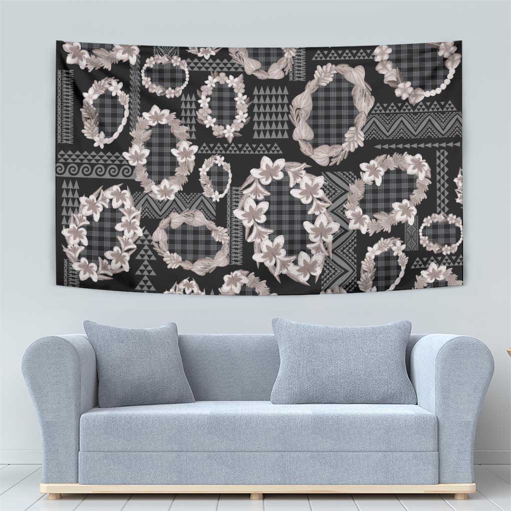 Hawaiian Leis Tapestry Kakau Tattoos and Palaka Pastel Grayscale