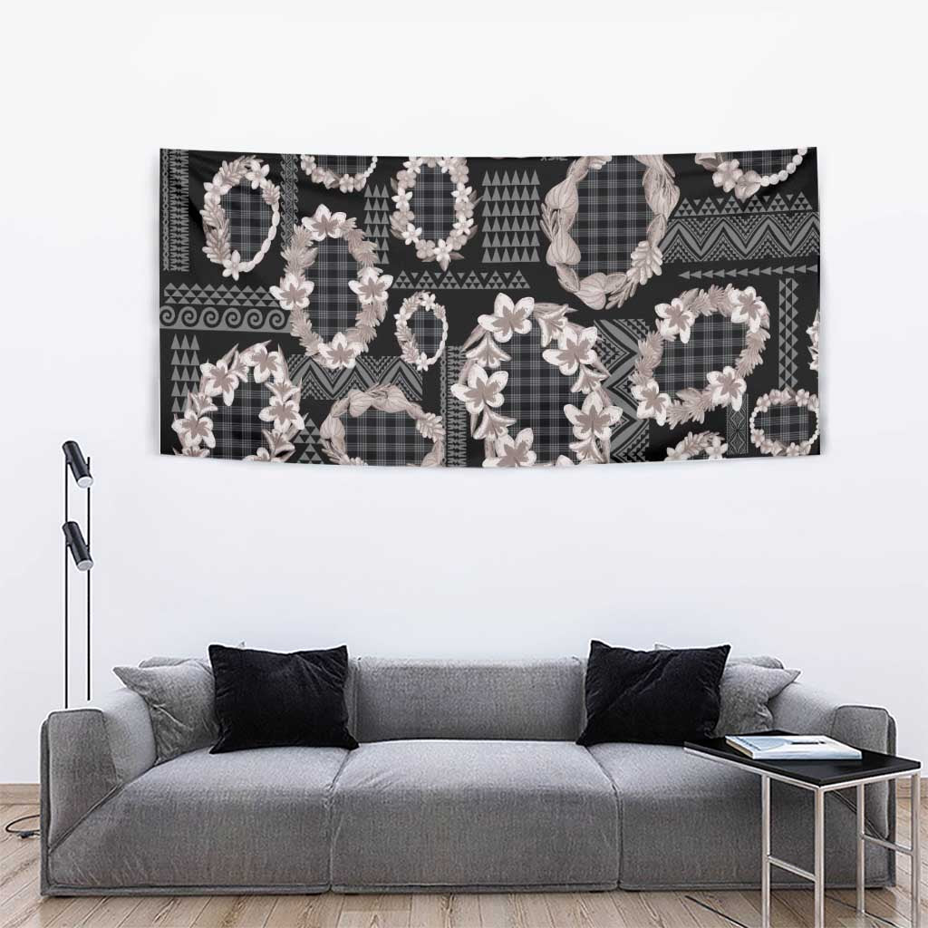Hawaiian Leis Tapestry Kakau Tattoos and Palaka Pastel Grayscale