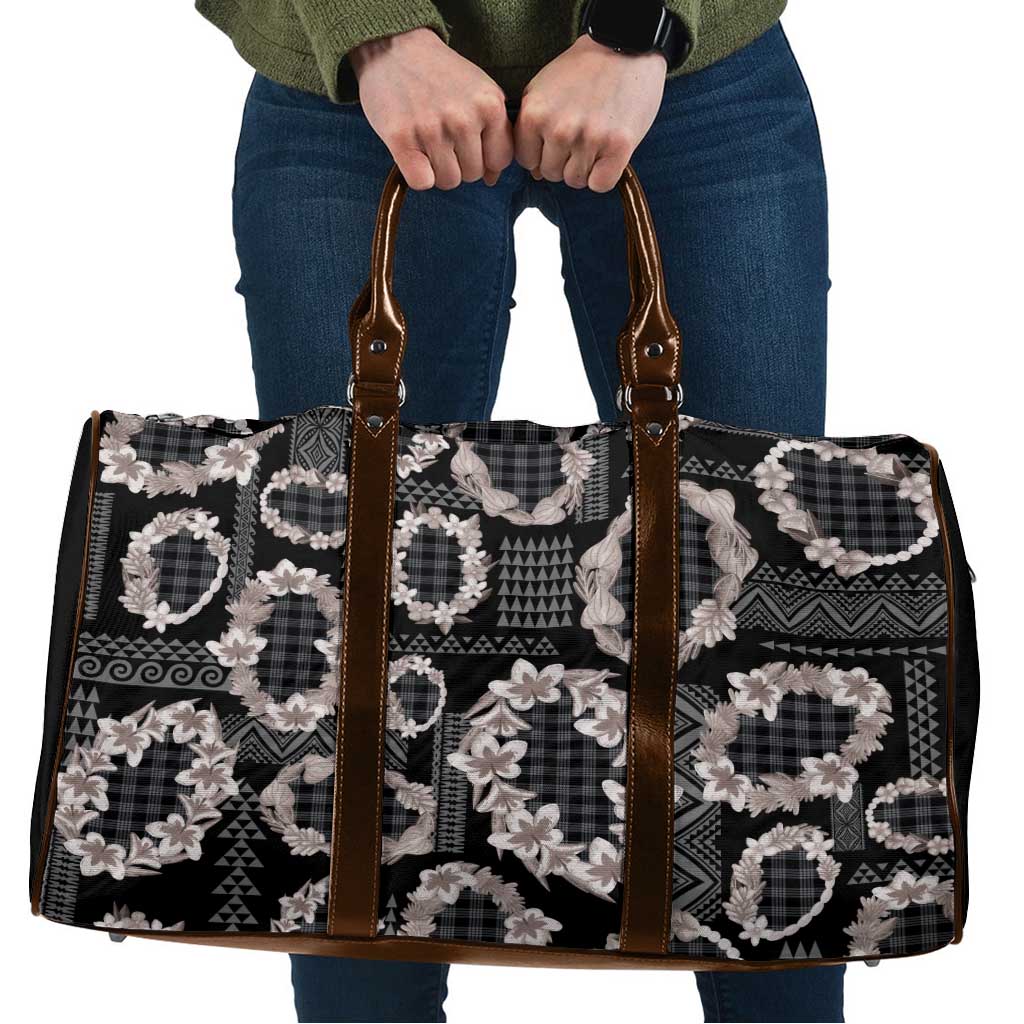 Hawaiian Leis Travel Bag Kakau Tattoos and Palaka Pastel Grayscale