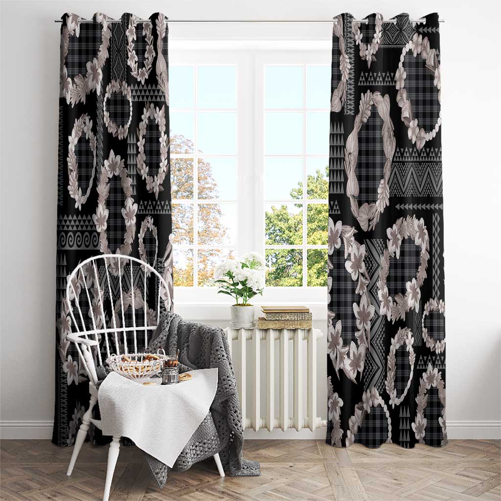 Hawaiian Leis Window Curtain Kakau Tattoos and Palaka Pastel Grayscale