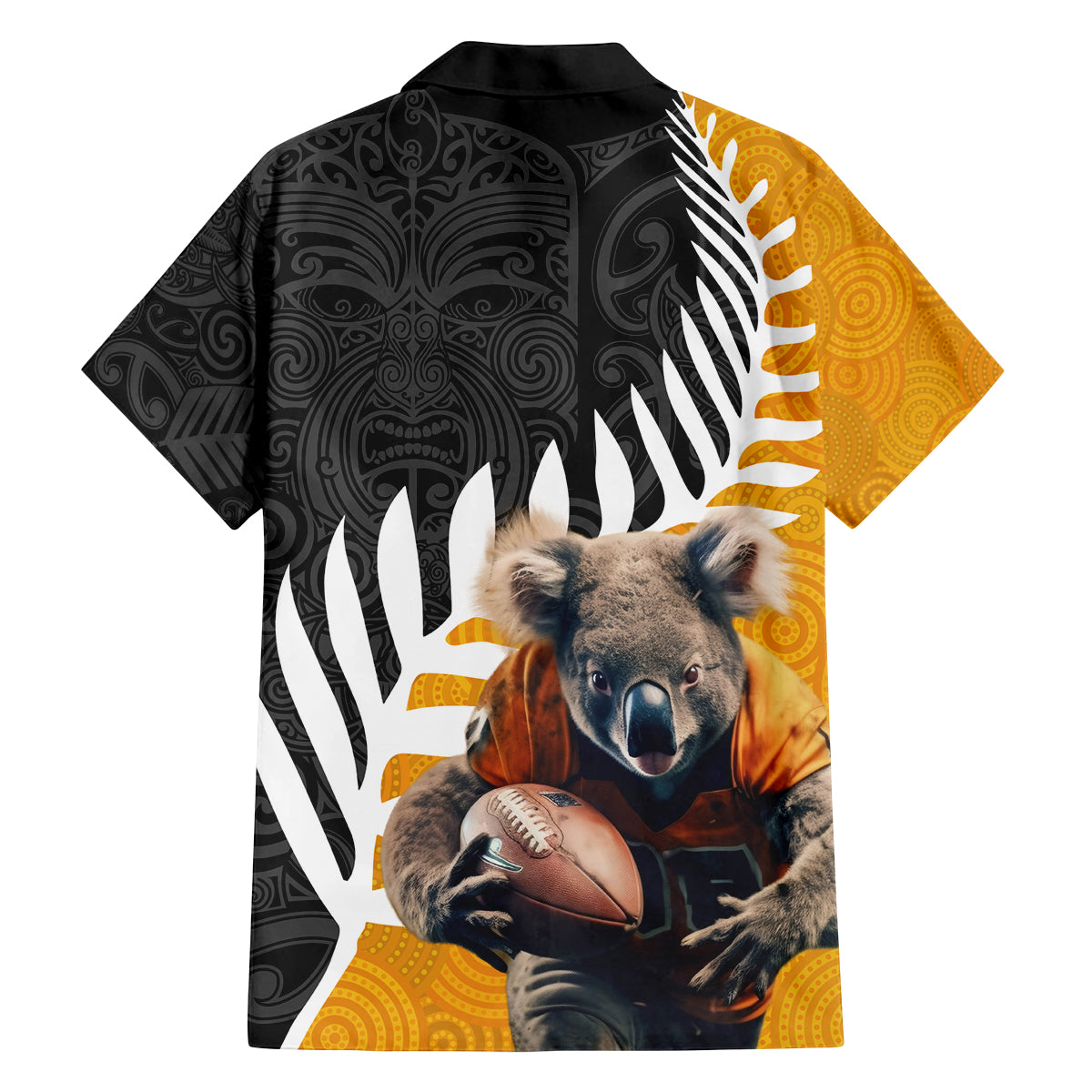 New Zealand and Australia Rugby Family Matching Off The Shoulder Long Sleeve Dress and Hawaiian Shirt Koala and Maori Warrior Together LT03 - Polynesian Pride